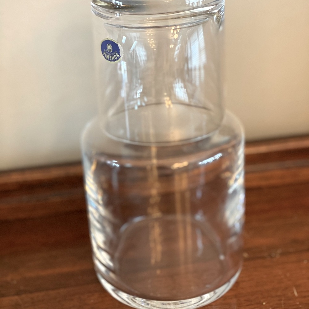 Vintage crystal carafe & bedside glass set